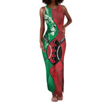 Personalized Kenya Maasai Shield Tank Maxi Dress Green Red Kenyan Lion Half Style - African Pride