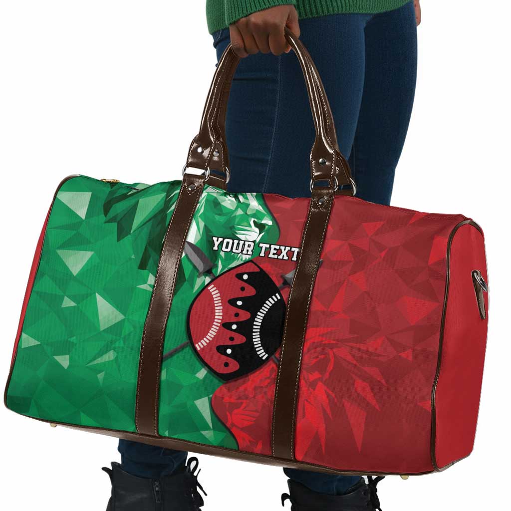 Personalized Kenya Maasai Shield Travel Bag Green Red Kenyan Lion Half Style