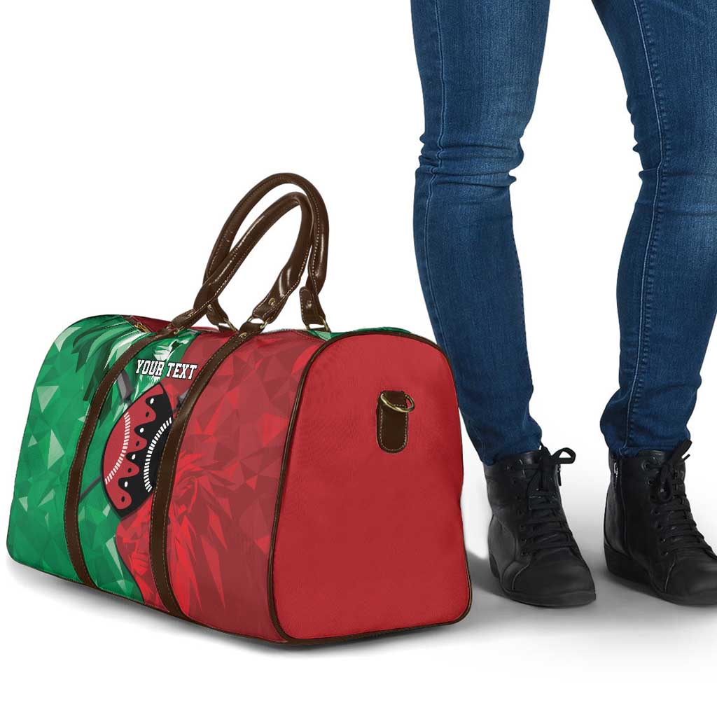 Personalized Kenya Maasai Shield Travel Bag Green Red Kenyan Lion Half Style