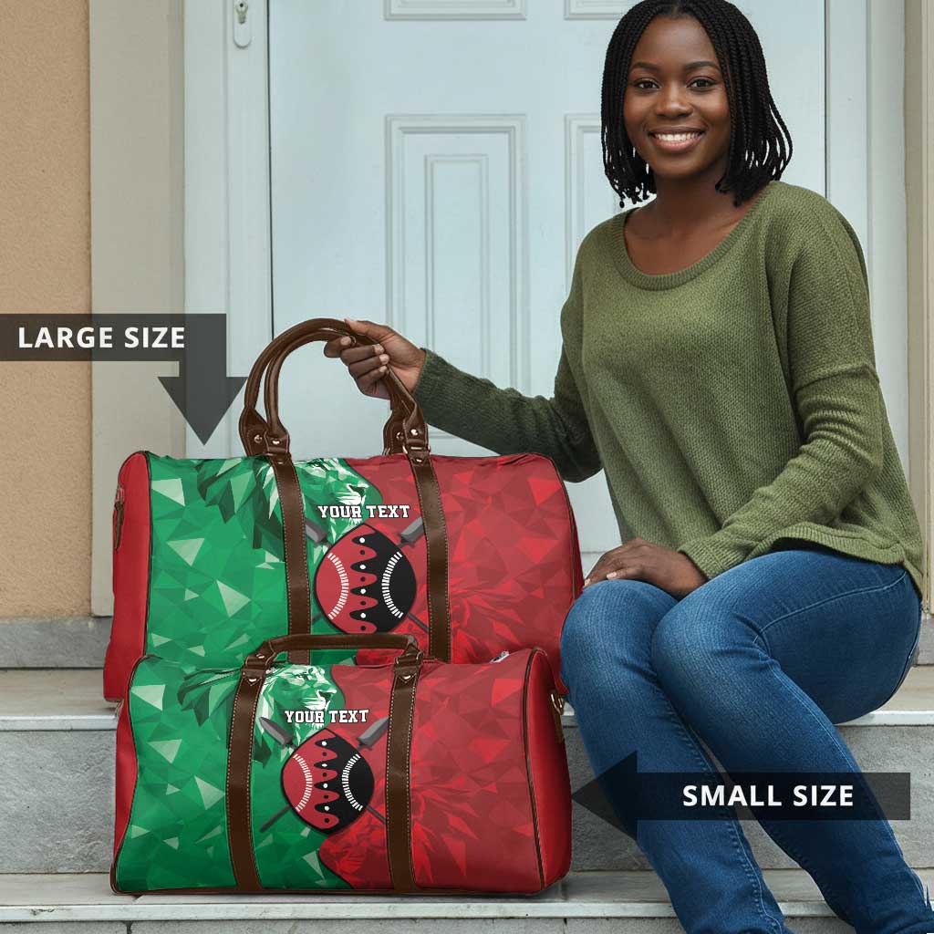 Personalized Kenya Maasai Shield Travel Bag Green Red Kenyan Lion Half Style