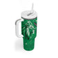 Personalized Kenya Maasai Shield Tumbler With Handle Green Red Kenyan Lion Half Style - African Pride