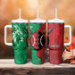 Personalized Kenya Maasai Shield Tumbler With Handle Green Red Kenyan Lion Half Style - African Pride