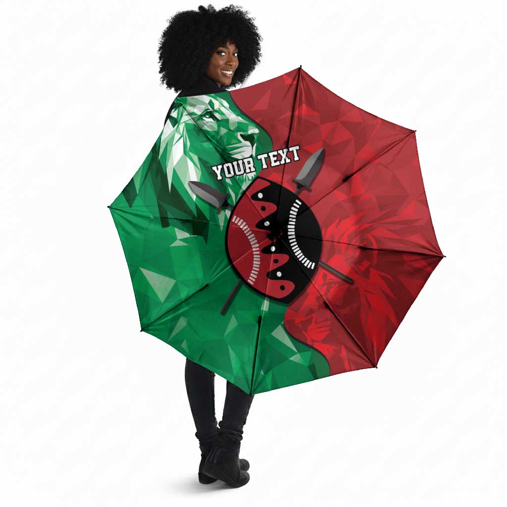 Personalized Kenya Maasai Shield Umbrella Green Red Kenyan Lion Half Style