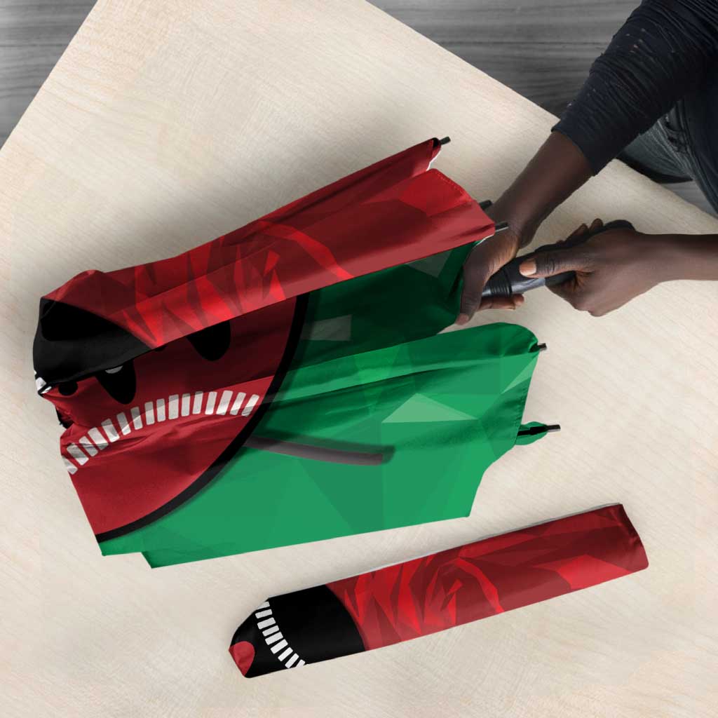 Personalized Kenya Maasai Shield Umbrella Green Red Kenyan Lion Half Style