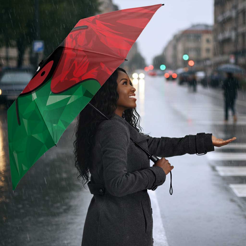 Personalized Kenya Maasai Shield Umbrella Green Red Kenyan Lion Half Style