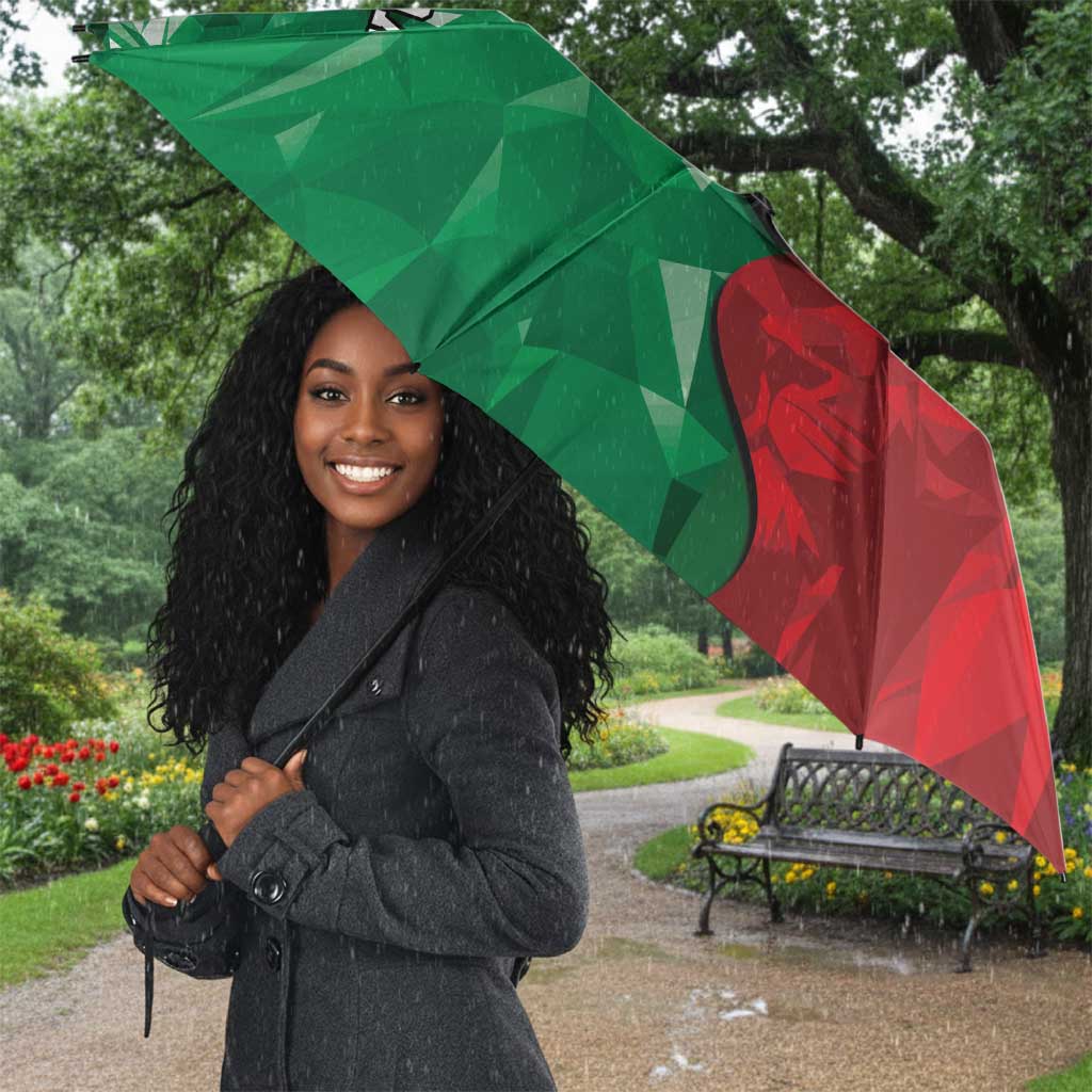 Personalized Kenya Maasai Shield Umbrella Green Red Kenyan Lion Half Style