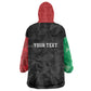 Personalized Kenya Maasai Shield Wearable Blanket Hoodie Green Red Kenyan Lion Half Style - African Pride