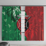 Personalized Kenya Maasai Shield Window Curtain Green Red Kenyan Lion Half Style - African Pride
