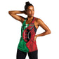Personalized Kenya Maasai Shield Women Racerback Tank Green Red Kenyan Lion Half Style - African Pride