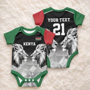Custom Rugby Africa Kenya Baby Onesie Black Kenyan 22-23 Motif