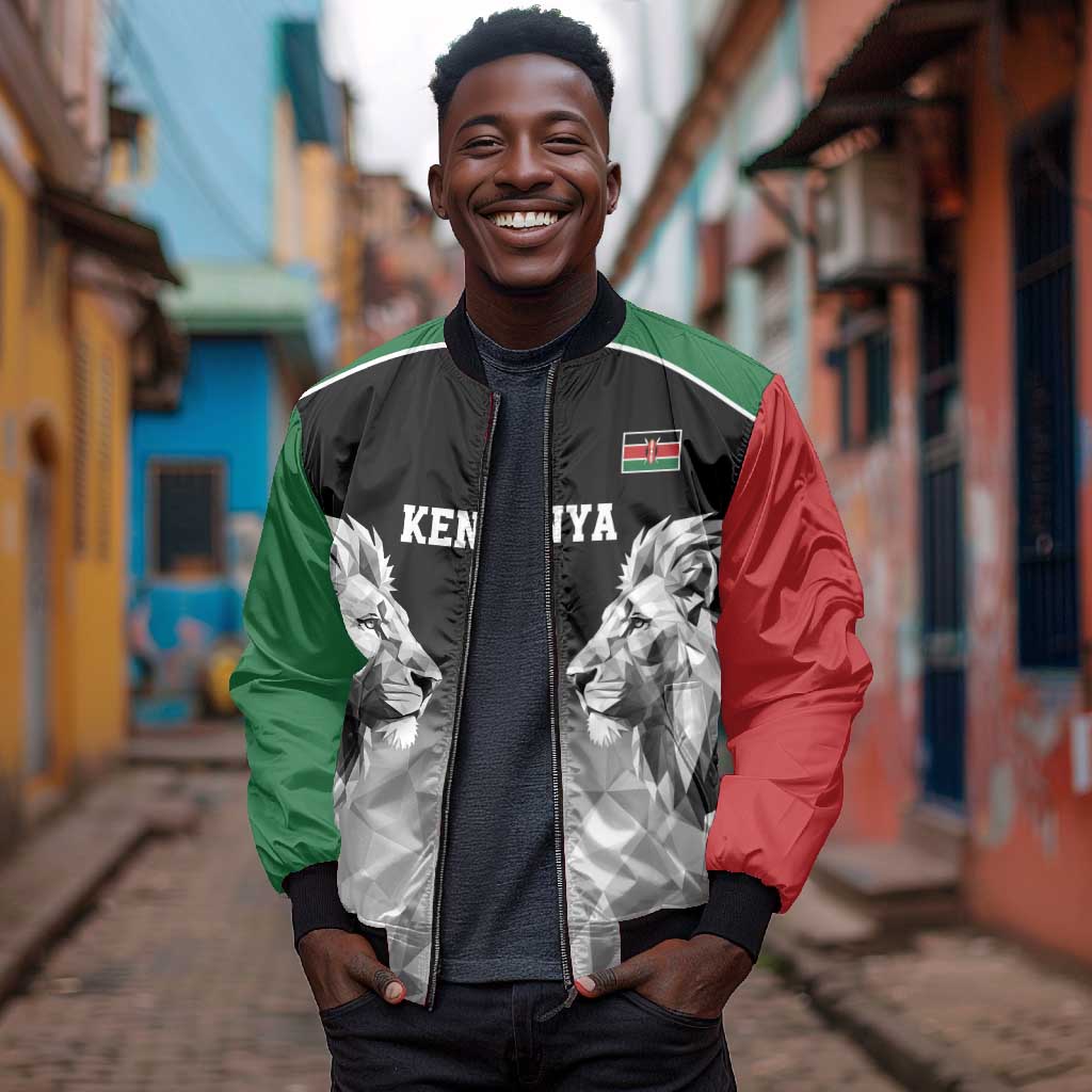 Custom Rugby Africa Kenya Bomber Jacket Black Kenyan 22-23 Motif - African Pride