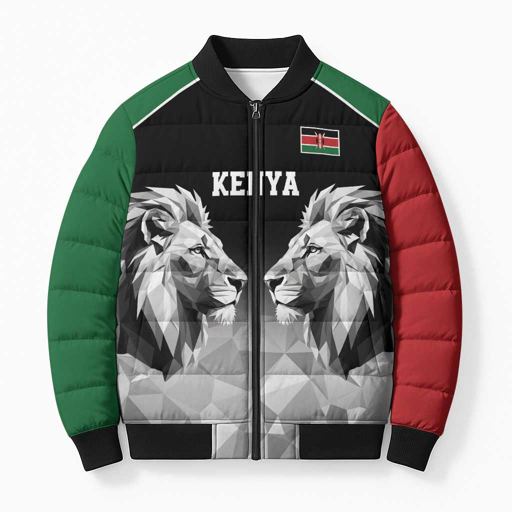 Custom Rugby Africa Kenya Bomber Puffer Jacket Black Kenyan 22-23 Motif