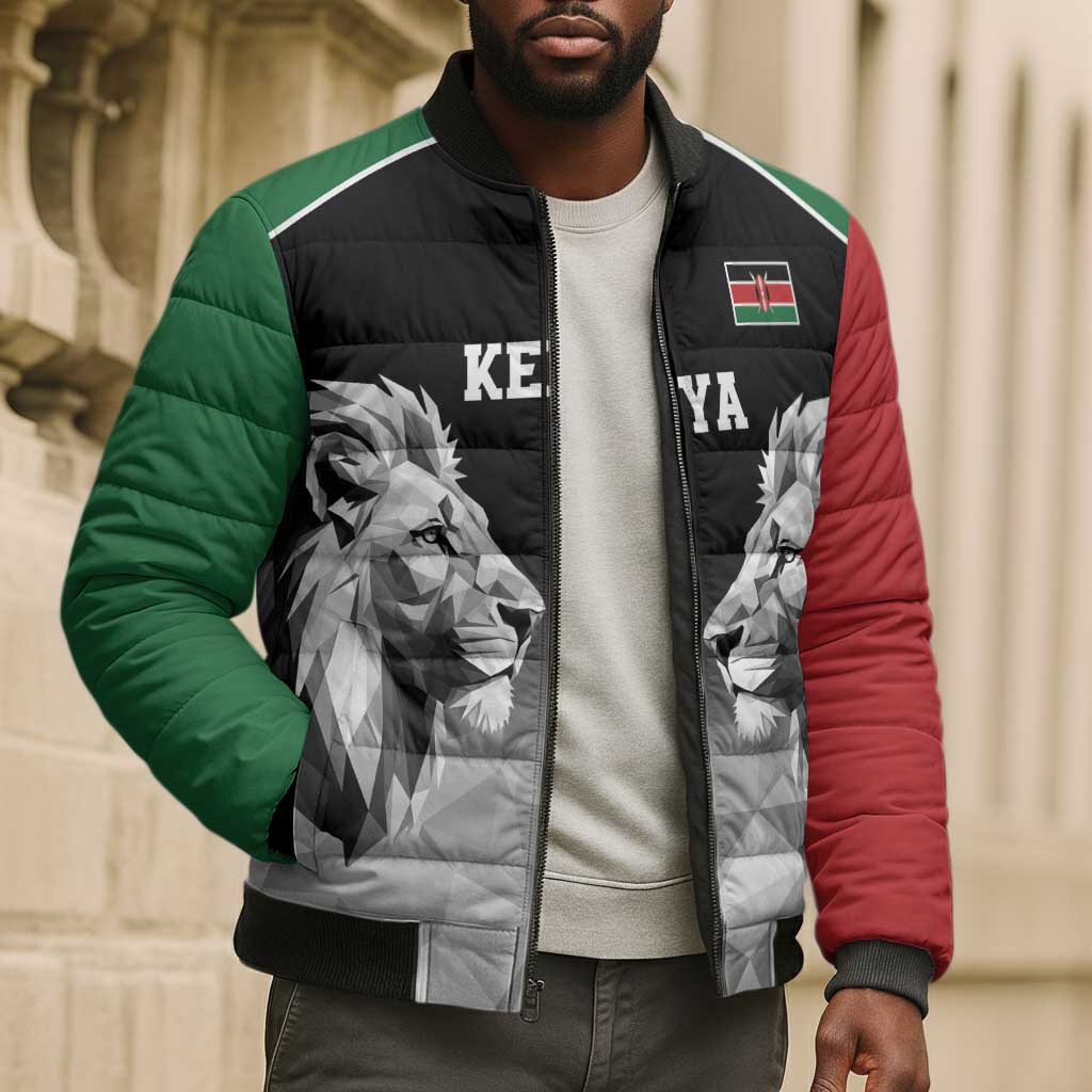 Custom Rugby Africa Kenya Bomber Puffer Jacket Black Kenyan 22-23 Motif