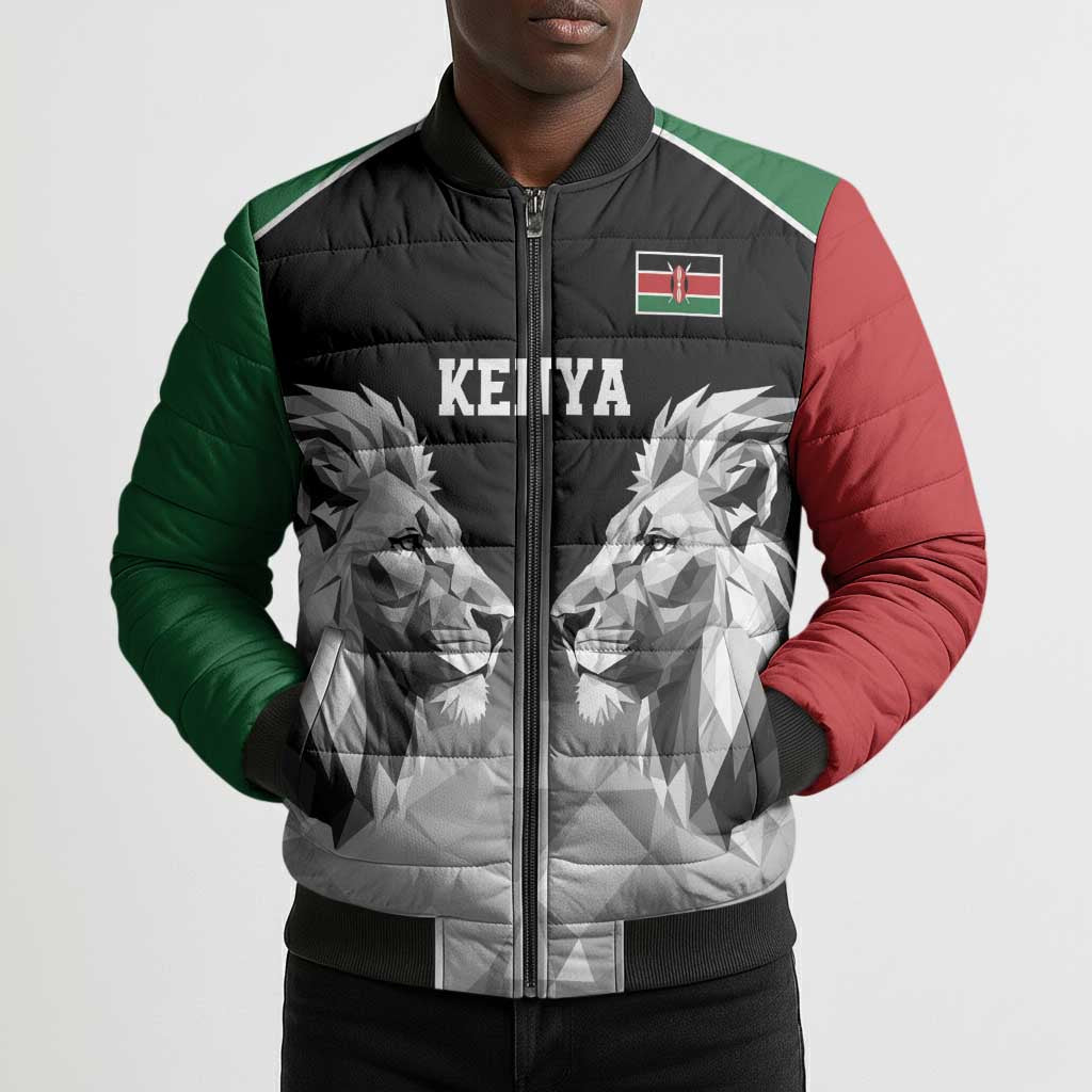 Custom Rugby Africa Kenya Bomber Puffer Jacket Black Kenyan 22-23 Motif