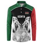 Custom Rugby Africa Kenya Button Sweatshirt Black Kenyan 22-23 Motif