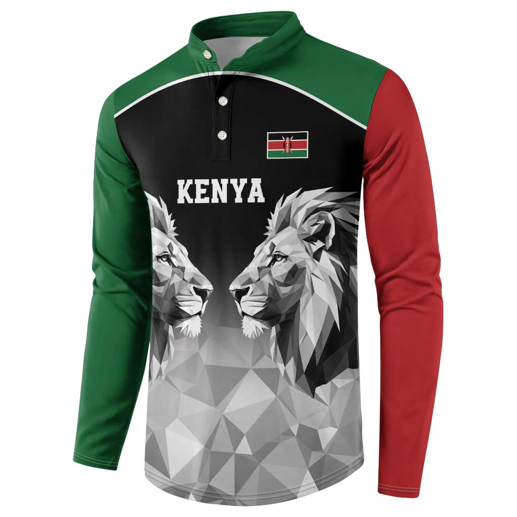 Custom Rugby Africa Kenya Button Sweatshirt Black Kenyan 22-23 Motif