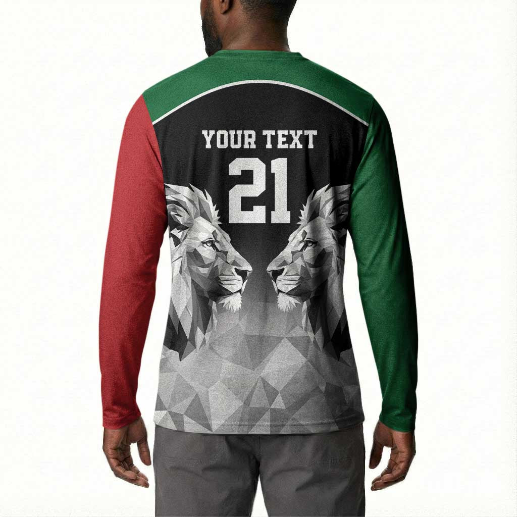 Custom Rugby Africa Kenya Button Sweatshirt Black Kenyan 22-23 Motif