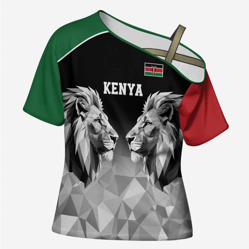 Custom Rugby Africa Kenya Cross Shoulder Shirt Black Kenyan 22-23 Motif