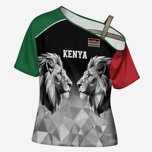 Custom Rugby Africa Kenya Cross Shoulder Shirt Black Kenyan 22-23 Motif