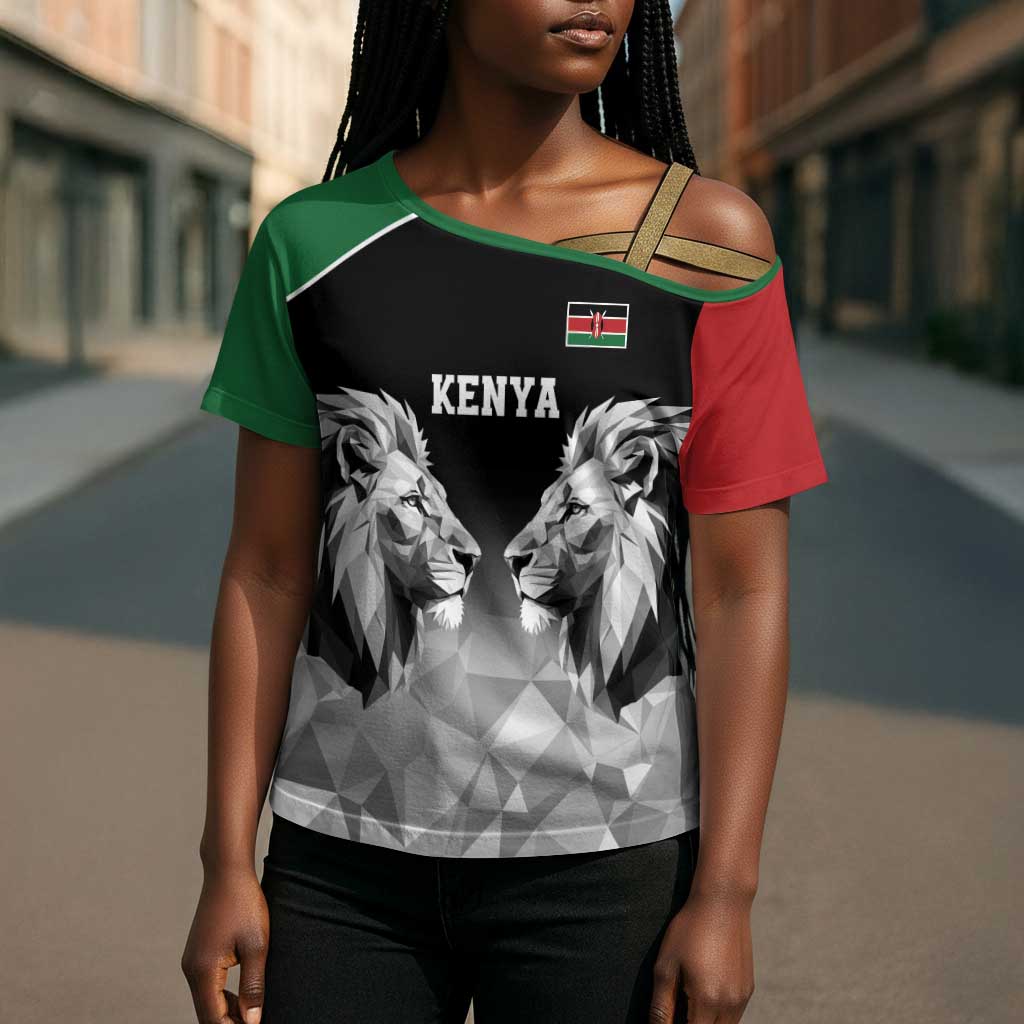 Custom Rugby Africa Kenya Cross Shoulder Shirt Black Kenyan 22-23 Motif