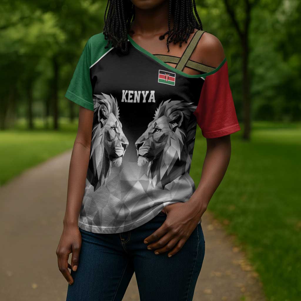 Custom Rugby Africa Kenya Cross Shoulder Shirt Black Kenyan 22-23 Motif