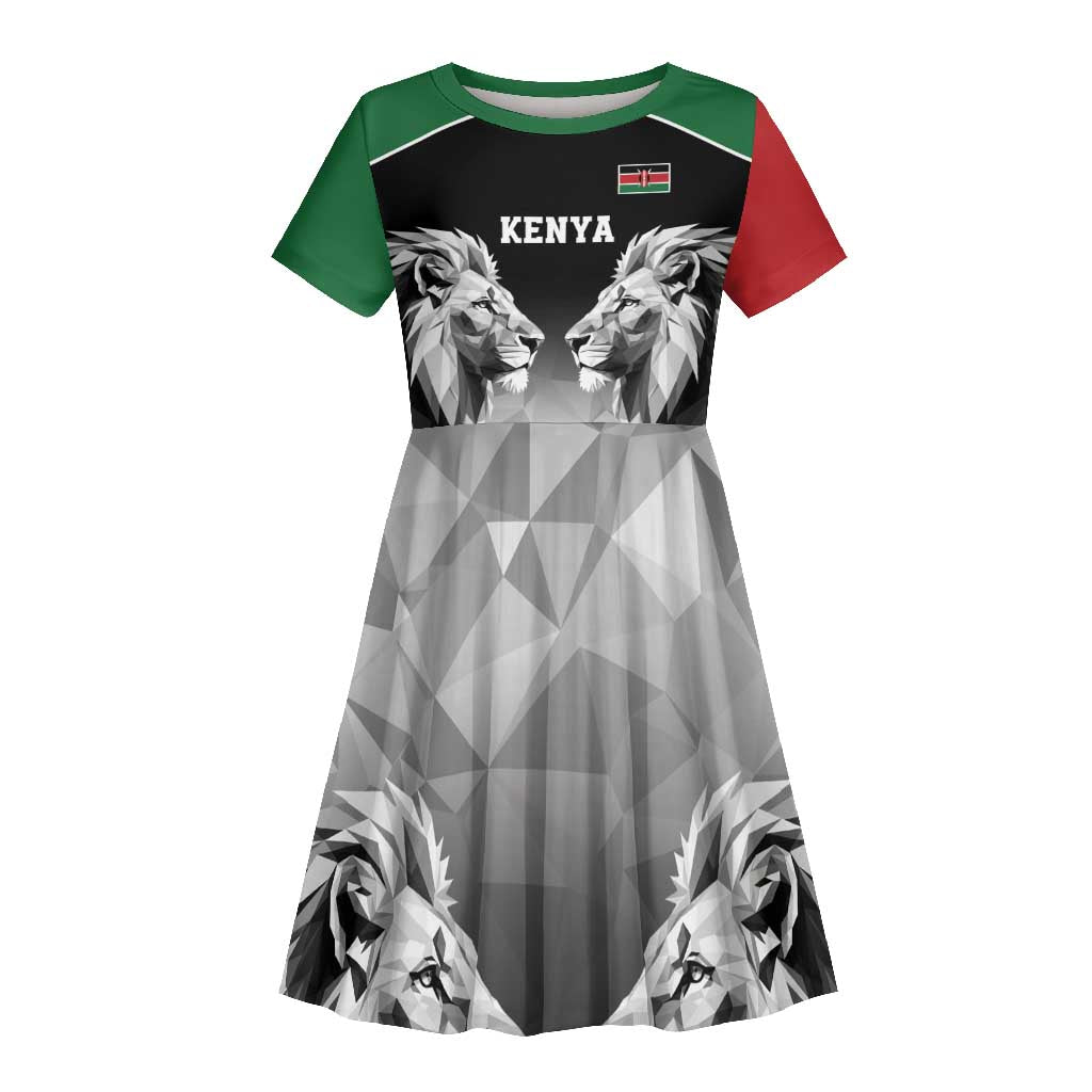 Custom Rugby Africa Kenya Kid Short Sleeve Dress Black Kenyan 22-23 Motif - African Pride