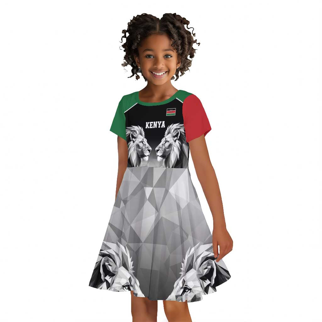 Custom Rugby Africa Kenya Kid Short Sleeve Dress Black Kenyan 22-23 Motif - African Pride
