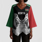Custom Rugby Africa Kenya Kimono Sleeve Blouse Black Kenyan 22-23 Motif