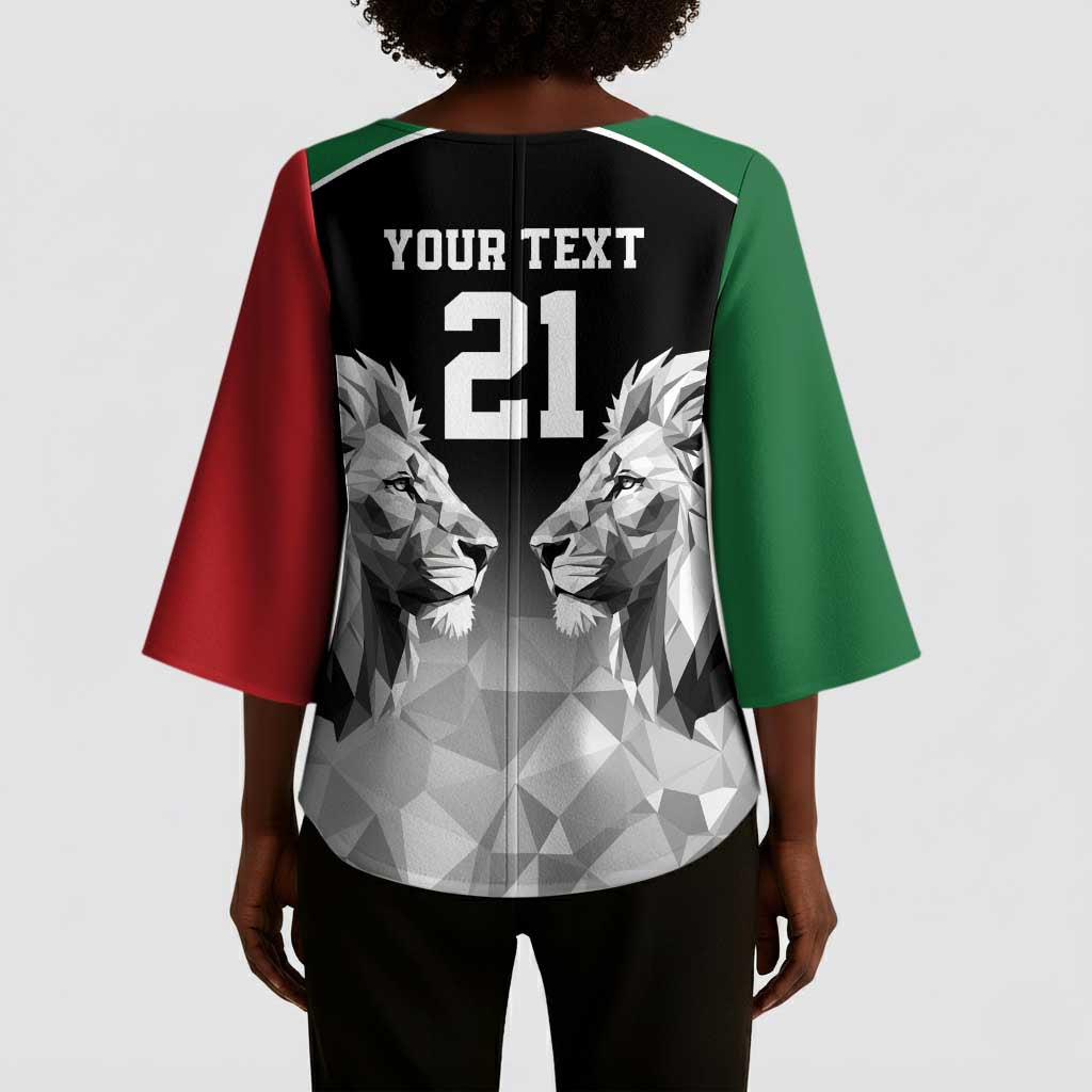 Custom Rugby Africa Kenya Kimono Sleeve Blouse Black Kenyan 22-23 Motif