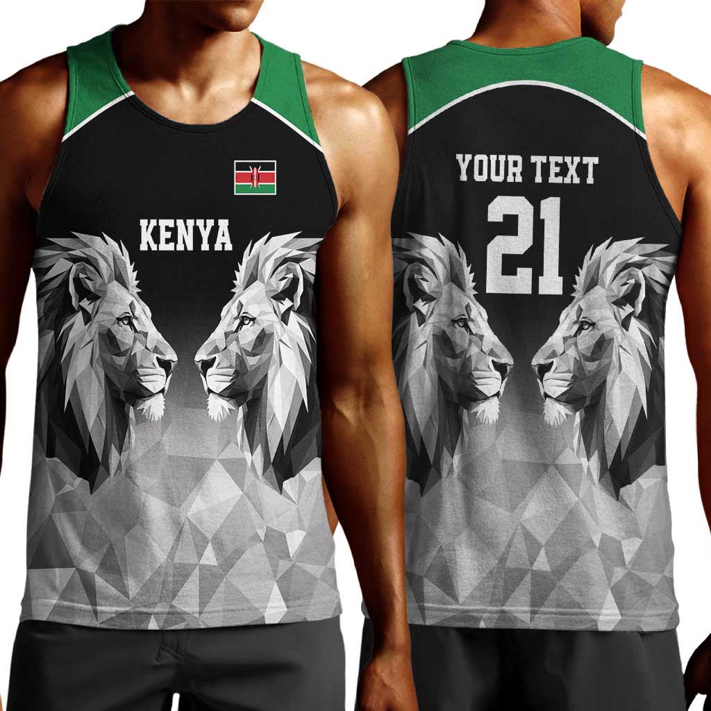 Custom Rugby Africa Kenya Men Tank Top Black Kenyan 22-23 Motif - African Pride