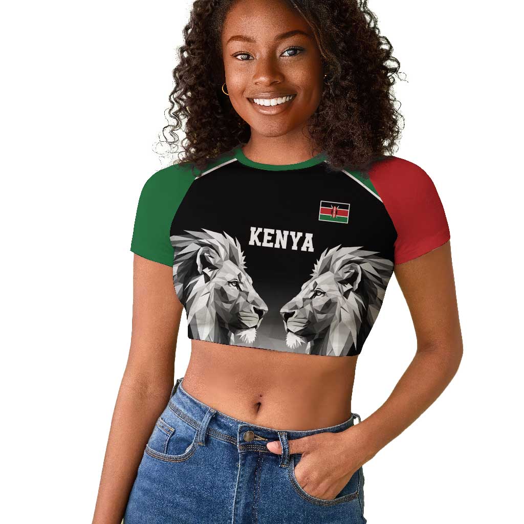 Custom Rugby Africa Kenya Raglan Cropped T shirt Black Kenyan 22-23 Motif - African Pride