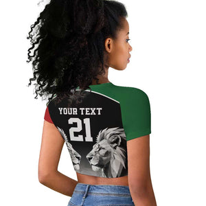 Custom Rugby Africa Kenya Raglan Cropped T shirt Black Kenyan 22-23 Motif - African Pride