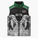 Custom Rugby Africa Kenya Sleeveless Puffer Jacket Black Kenyan 22-23 Motif