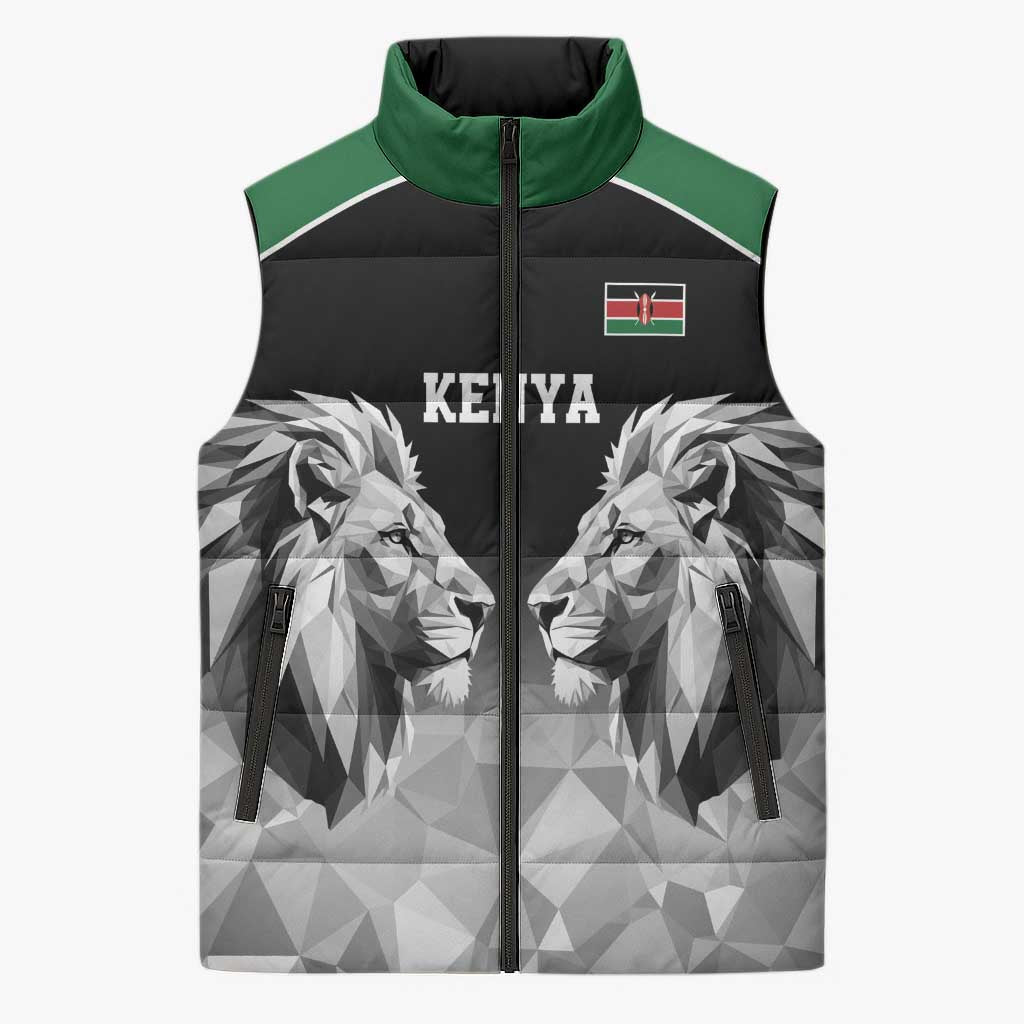 Custom Rugby Africa Kenya Sleeveless Puffer Jacket Black Kenyan 22-23 Motif