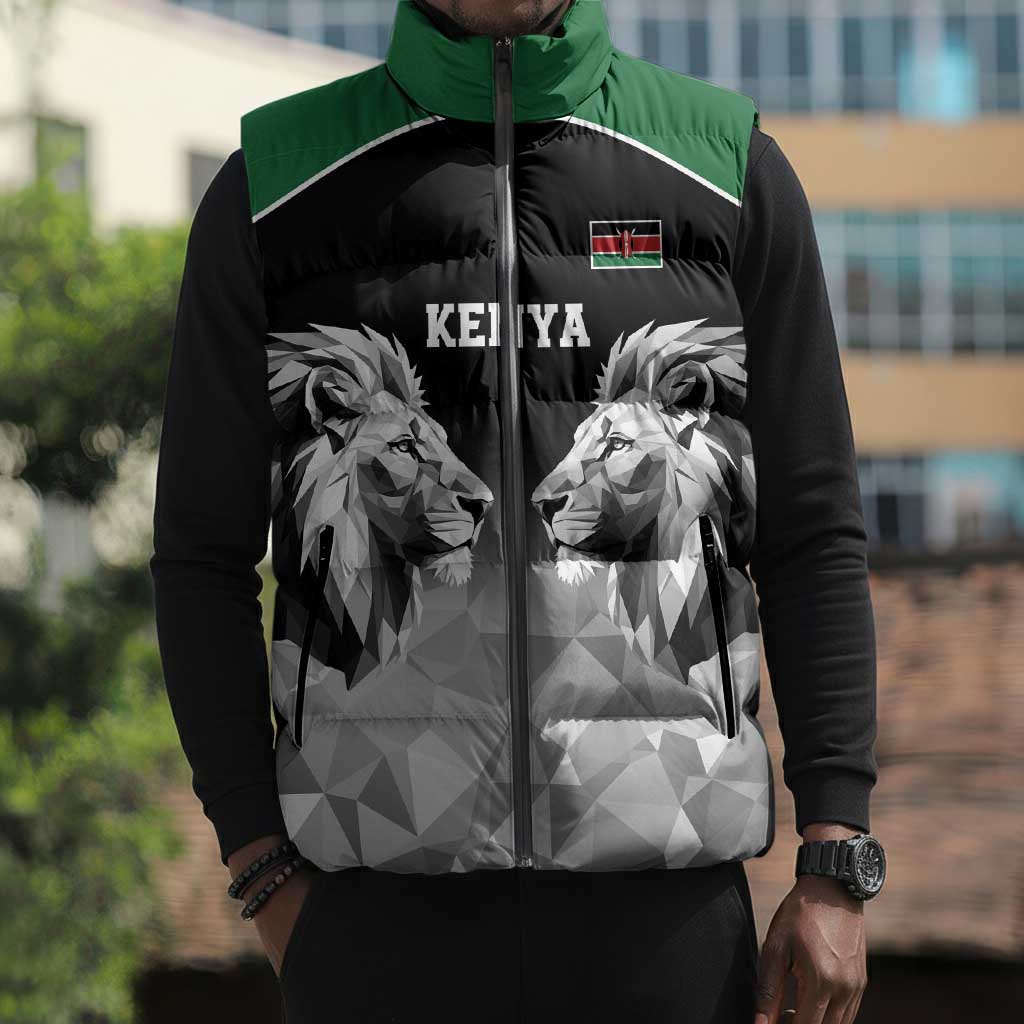 Custom Rugby Africa Kenya Sleeveless Puffer Jacket Black Kenyan 22-23 Motif