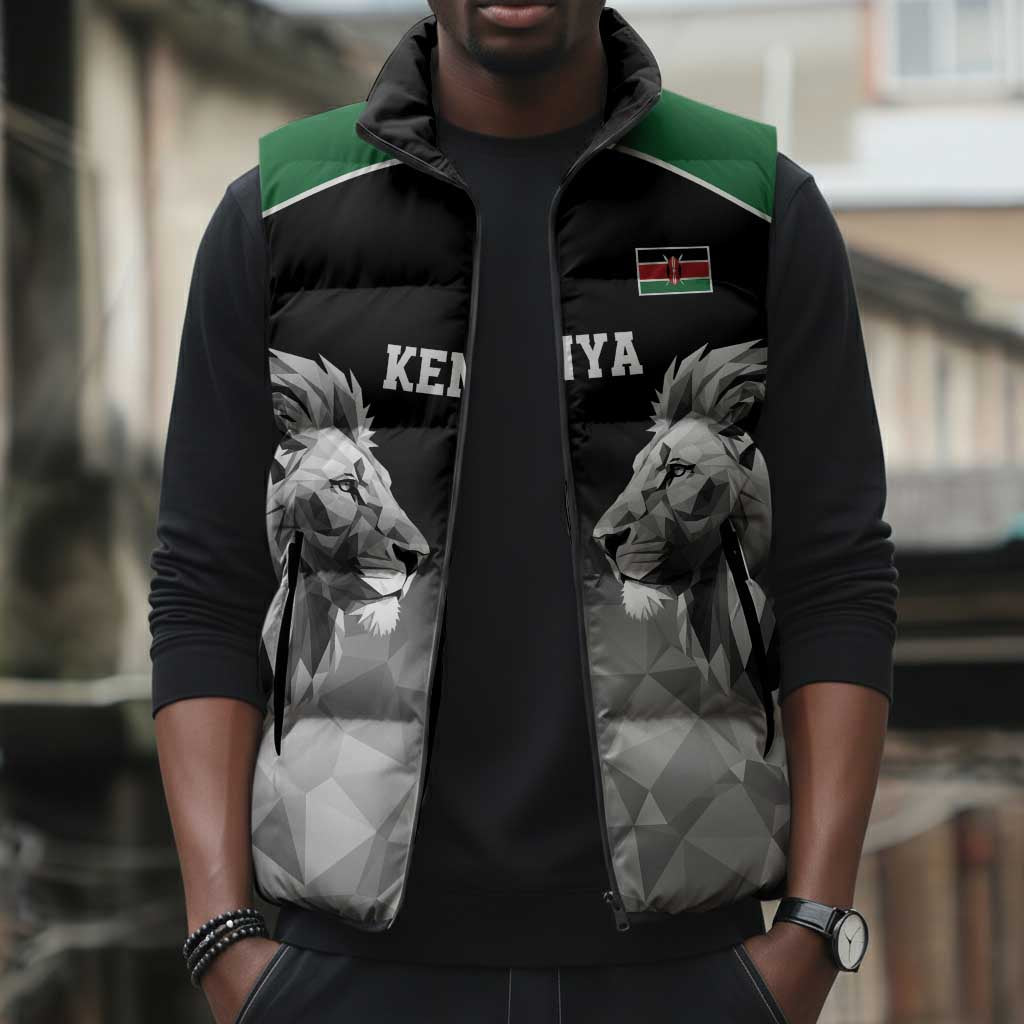 Custom Rugby Africa Kenya Sleeveless Puffer Jacket Black Kenyan 22-23 Motif