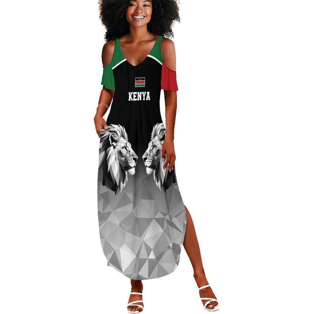 Custom Rugby Africa Kenya Summer Maxi Dress Black Kenyan 22-23 Motif - African Pride