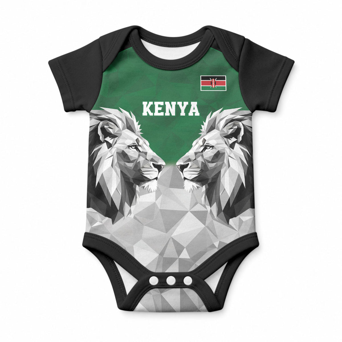 Custom Rugby Africa Kenya Baby Onesie Green Kenyan 22-23 Motif