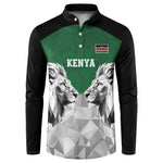 Custom Rugby Africa Kenya Button Sweatshirt Green Kenyan 22-23 Motif
