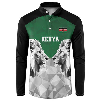 Custom Rugby Africa Kenya Button Sweatshirt Green Kenyan 22-23 Motif