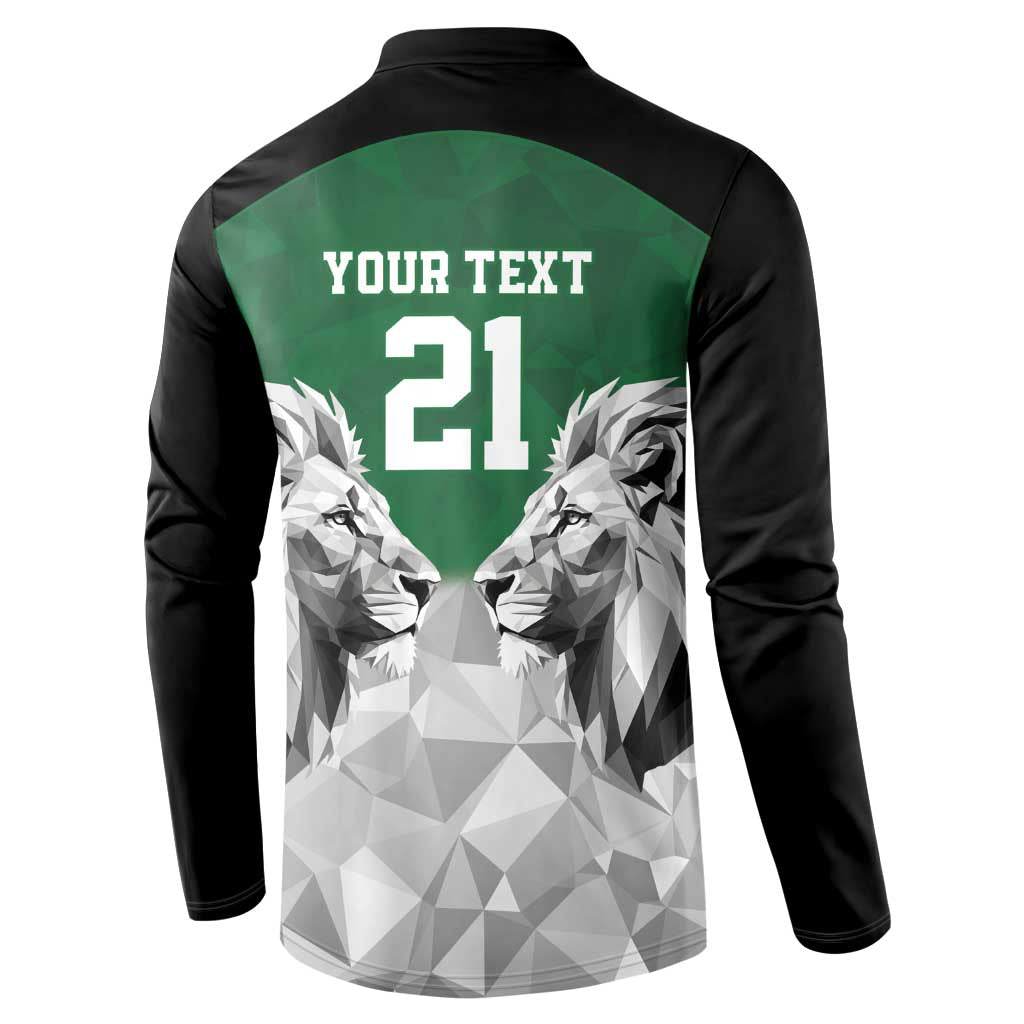 Custom Rugby Africa Kenya Button Sweatshirt Green Kenyan 22-23 Motif