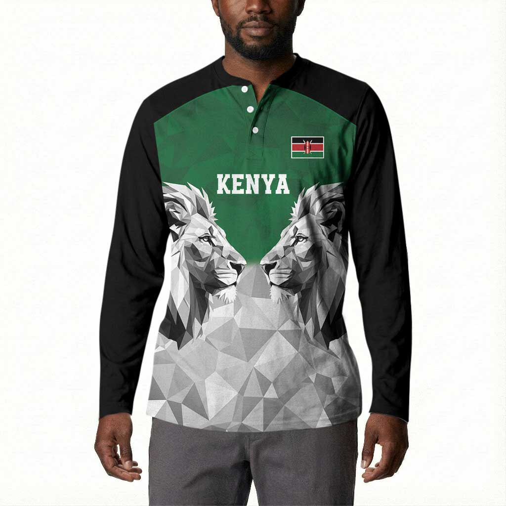 Custom Rugby Africa Kenya Button Sweatshirt Green Kenyan 22-23 Motif