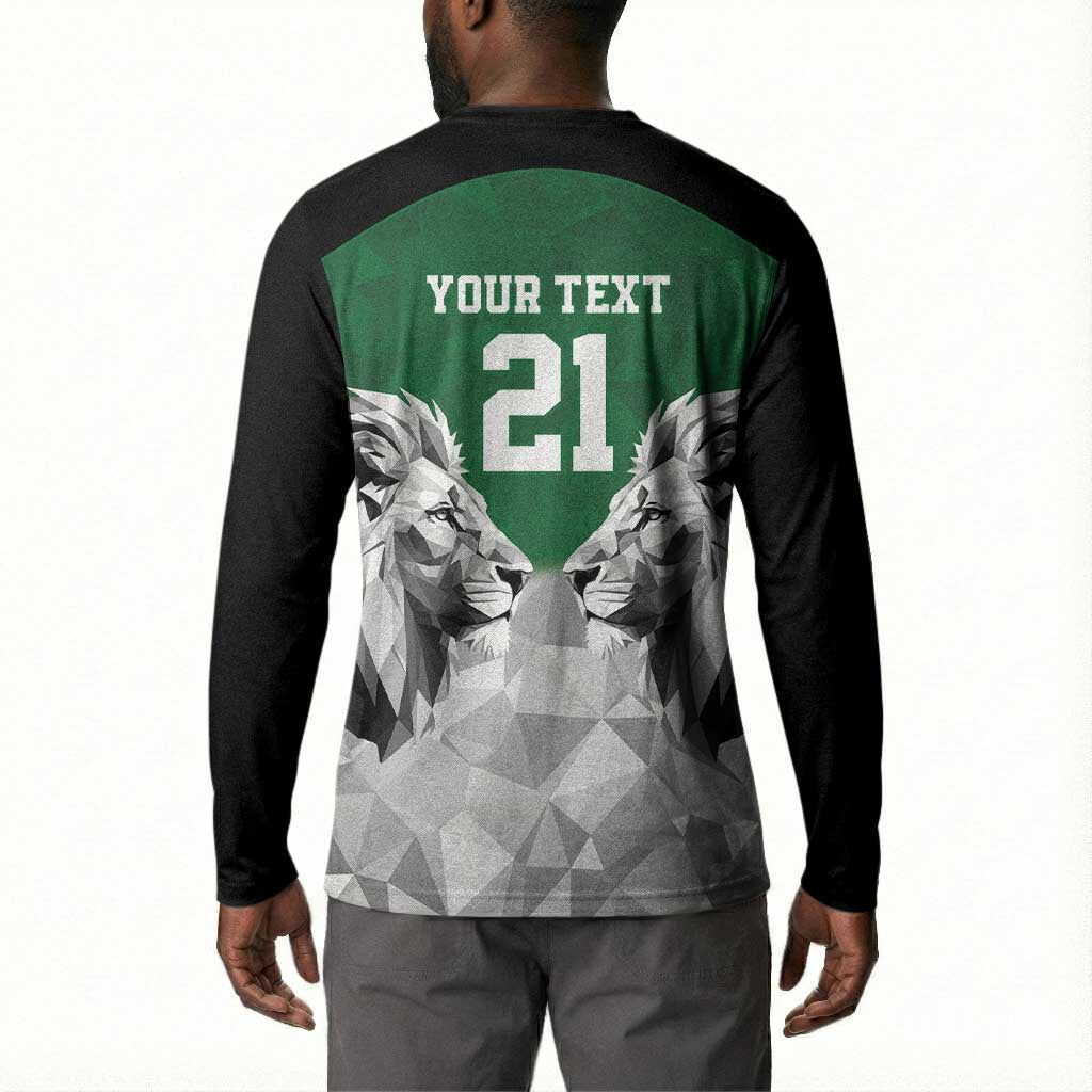 Custom Rugby Africa Kenya Button Sweatshirt Green Kenyan 22-23 Motif