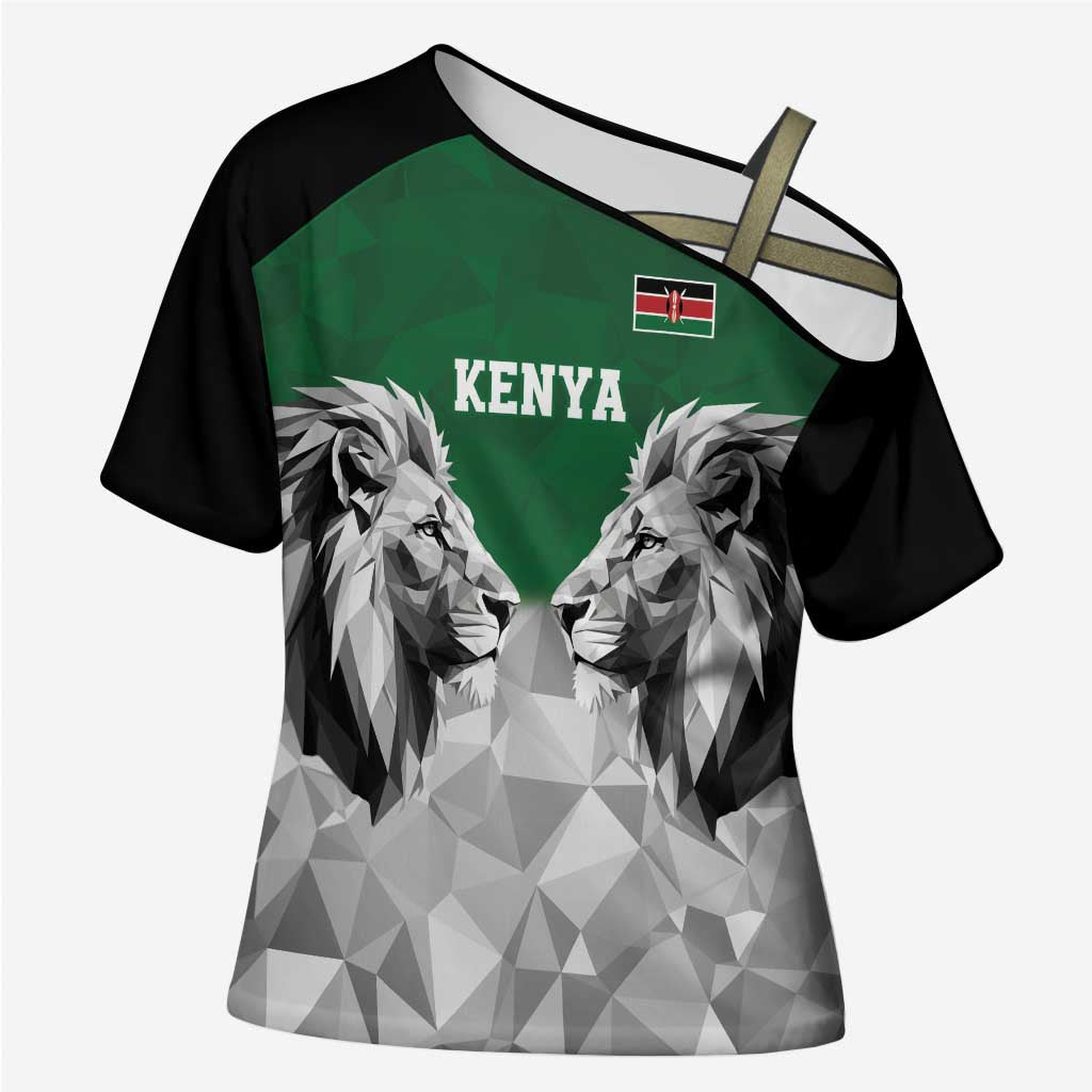 Custom Rugby Africa Kenya Cross Shoulder Shirt Green Kenyan 22-23 Motif