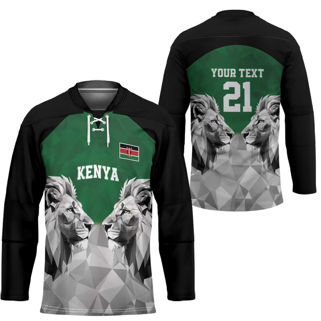 Custom Rugby Africa Kenya Hockey Jersey Green Kenyan 22-23 Motif