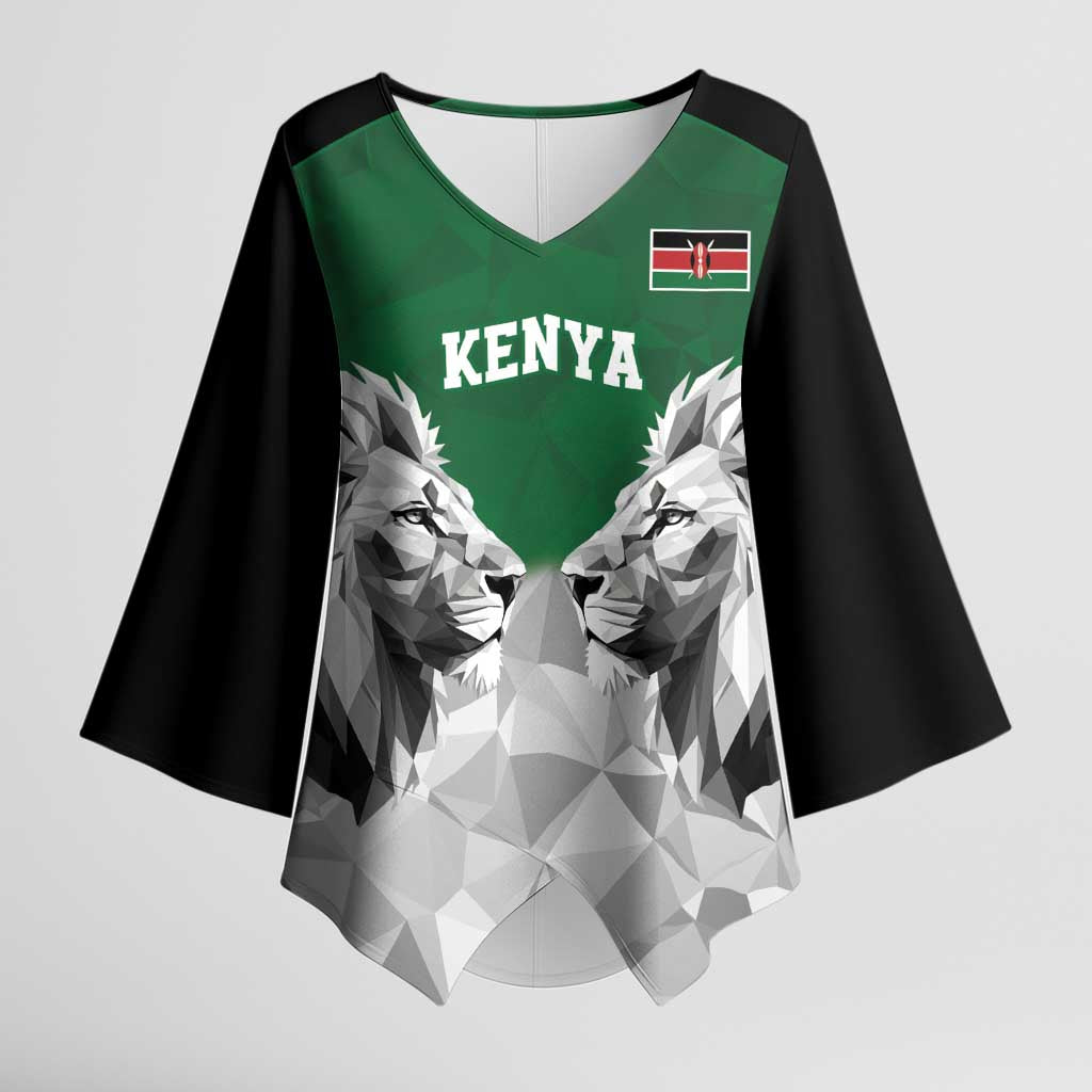 Custom Rugby Africa Kenya Kimono Sleeve Blouse Green Kenyan 22-23 Motif