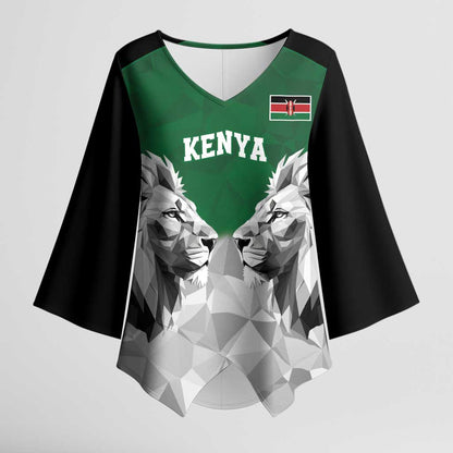 Custom Rugby Africa Kenya Kimono Sleeve Blouse Green Kenyan 22-23 Motif