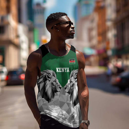 Custom Rugby Africa Kenya Men Tank Top Green Kenyan 22-23 Motif - African Pride