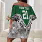 Custom Rugby Africa Kenya Off Shoulder Short Dress Green Kenyan 22-23 Motif - African Pride