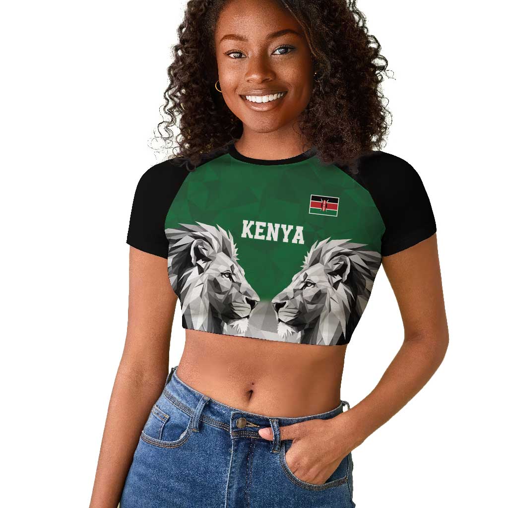 Custom Rugby Africa Kenya Raglan Cropped T shirt Green Kenyan 22-23 Motif - African Pride
